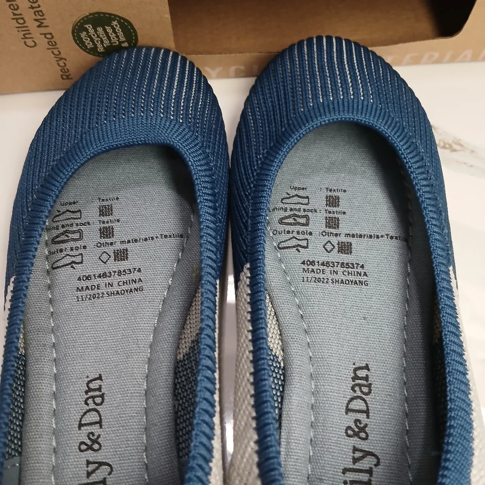 Ballet Flats Lily & Dan Blue Girls Size 11-12 Recycled Material NEW IN BOX